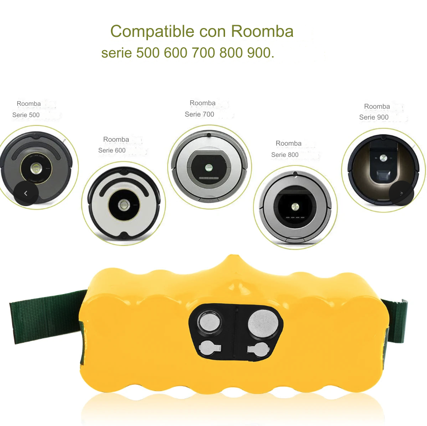 Batería 14.4V 3800mAh compatible iRobot Roomba Series 500 550 560 600 650 698 780 876 900