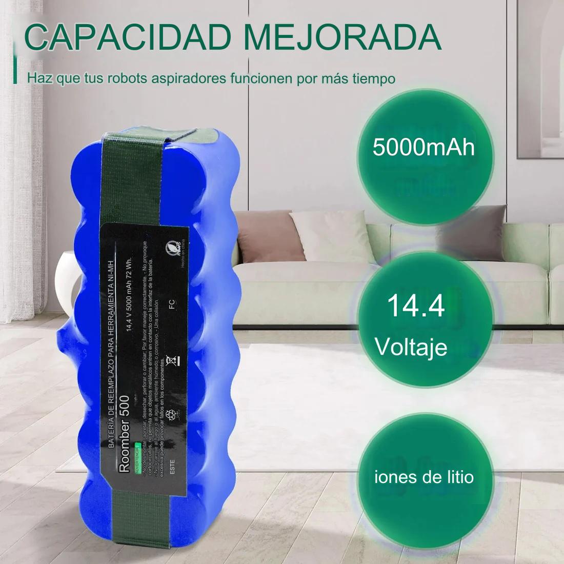 !!!Superoferta!!! Batería Long Life de Ion de Litio 5000mAh para Roomba iRobot Series 500, 600, 700, 800 y 900