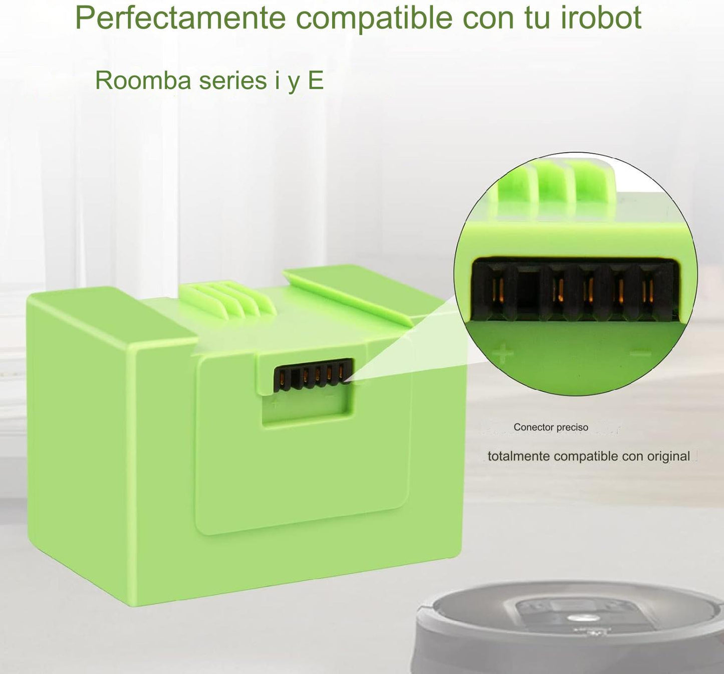 Bateria 4000mAh: Compatible con Roomba Irobot series E, I y J