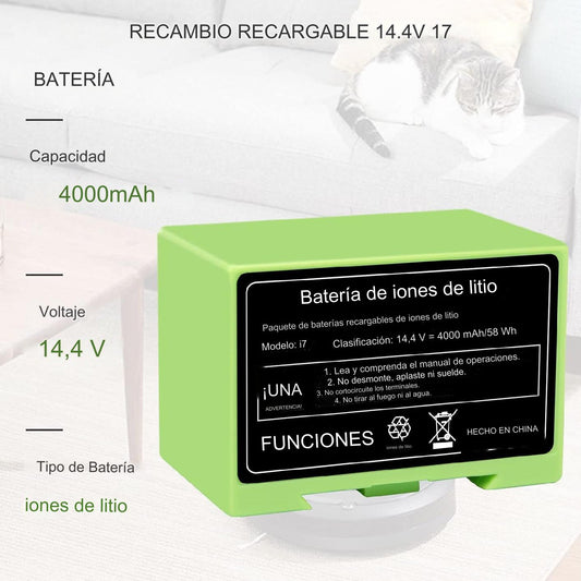 Bateria 4000mAh: Compatible con Roomba Irobot series E, I y J